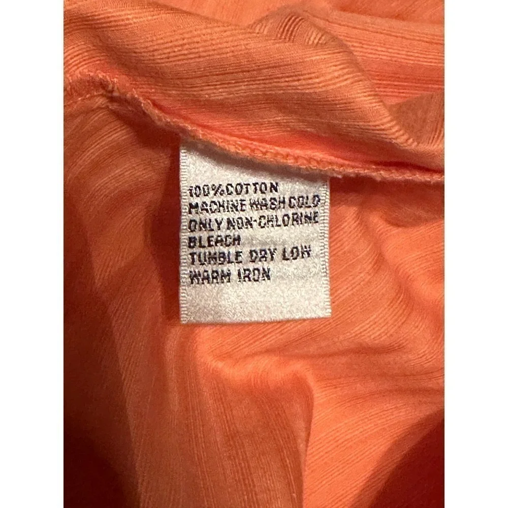 Talbots Petites Peachy Orange Long Sleeve Button Down Shirt Size 14 - Picture 4 of 8